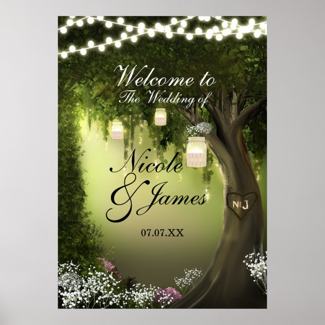 Poster de mariage dans le jardin de la forêt encha (Devant)