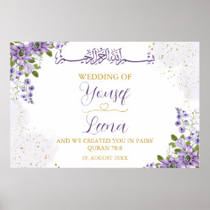 Poster de Mariage musulman musulman violet floral