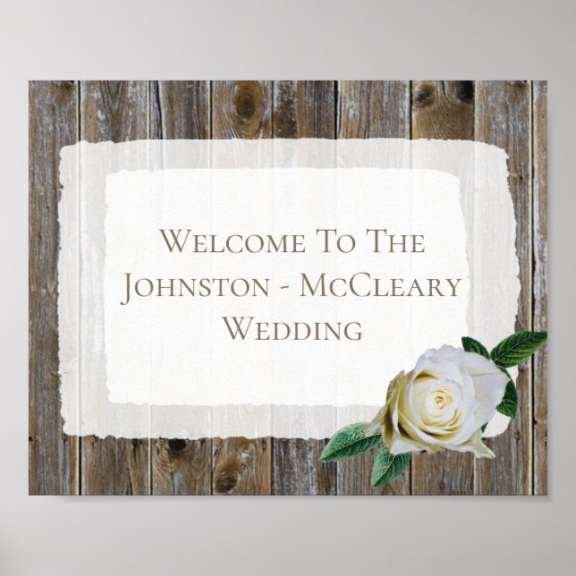 Poster de Mariage Rose en bois rustique personnali (Devant)