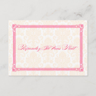 Poster de mariage rose et orange Damas RSVP