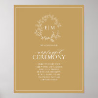 Poster de Mariage sans bouchon Monogramme en cime 