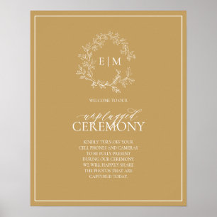 Poster de Mariage sans bouchon Monogramme en cime