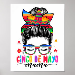 Poster De Mayo Mama Messy Bun Cheveux Mexicaine Maman Mèr