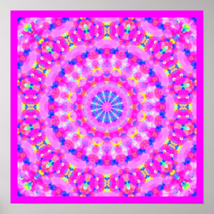 Poster de méditation du kaléidoscope rose avec pet
