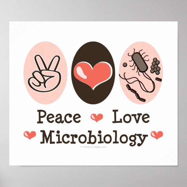Poster de Microbiologie Peace Love (Devant)