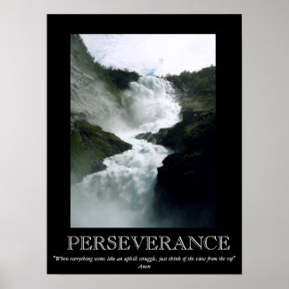 Poster de motivation de la chute d'eau de persévér
