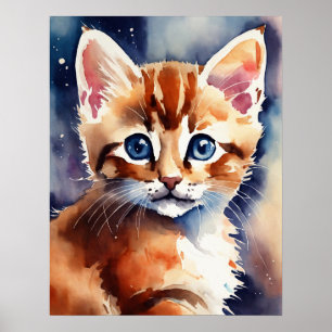 Poster de mur d'aquarelle Kitten