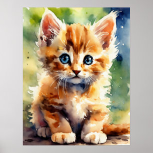 Poster de mur d'aquarelle Kitten