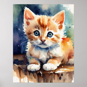 Poster de mur d'aquarelle Kitten