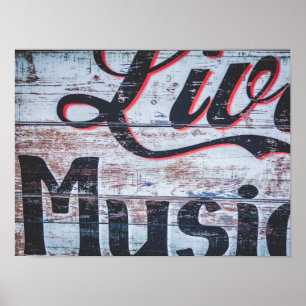 Poster de musique en direct Shabby Chic Sign