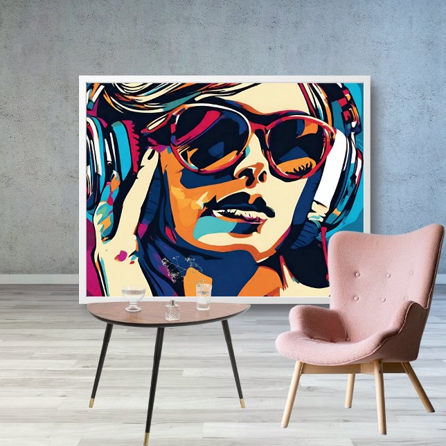 Poster de musique féminine Abstraite Pop Art 2 (Abstract Woman Music Pop Art 2 Poster)