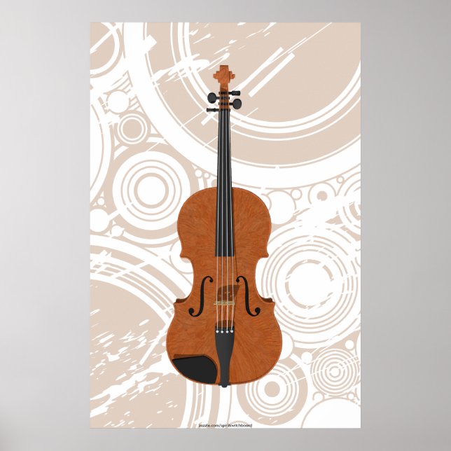 Poster de musique : Violon 3D Modèle & Cercles (Devant)
