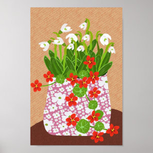 Poster de neige et de Nasturtium