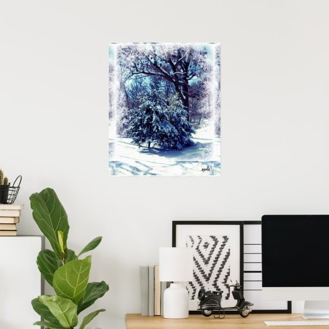 Poster de Noël blanc au pays des merveilles (Bureau à domicile)