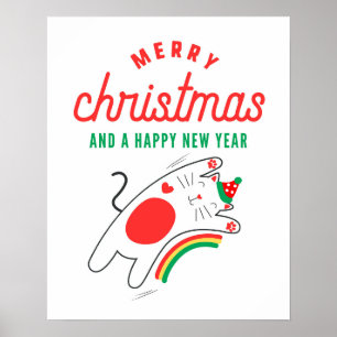 Poster de Noël de chat, Mignons Noël Imprimer, Fes