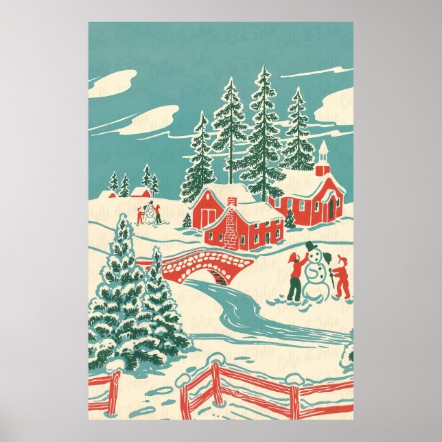 Poster de Noël d'hiver vintage (Devant)