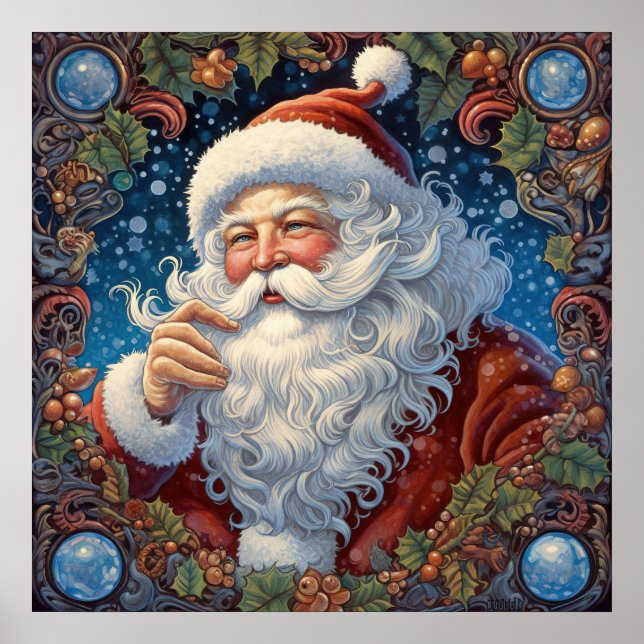 Poster de Noël Festif Holiday Père Noël (Devant)