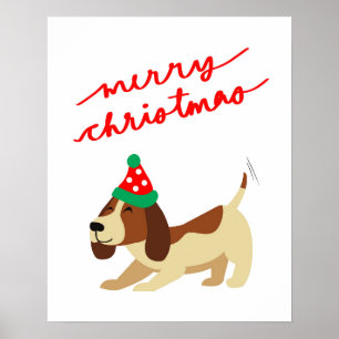 Poster de Noël, Poster de Noël du chien mignon, Fe