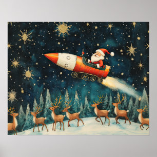 Poster de Noël rétro de Père Noël amusant