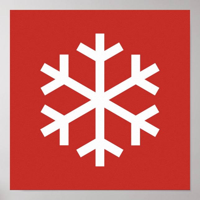 Poster de Noël rouge Snowflake (Devant)