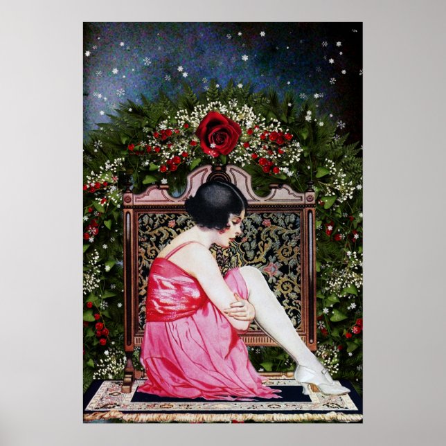 Poster de Noël vintage Flapper (Devant)