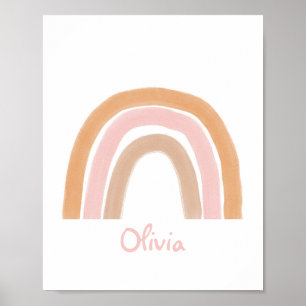Poster de nom personnalisé Boho Rainbow moderne