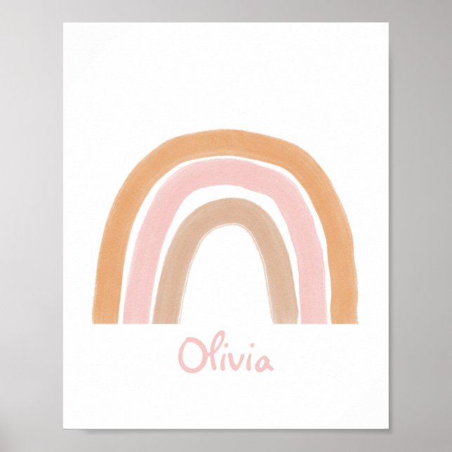 Poster de nom personnalisé Boho Rainbow moderne (Devant)