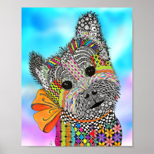 Poster de Norwich Terrier joli et coloré 8" x 10"