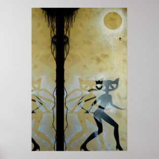 Poster de nuit pour fille de chat