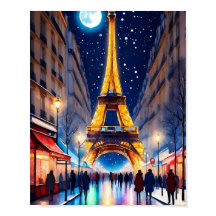 Poster de nuit Tour Eiffel Paris