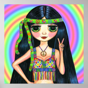 Poster De paix signe de paix de clignotant hippie de