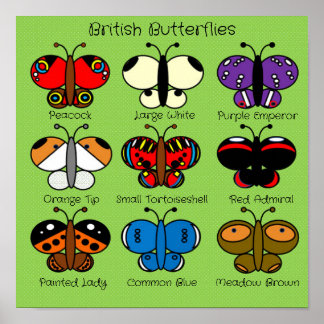 Poster de papillon britannique aux couleurs mignon