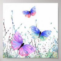 Poster de papillon coloré Peinture de printemps