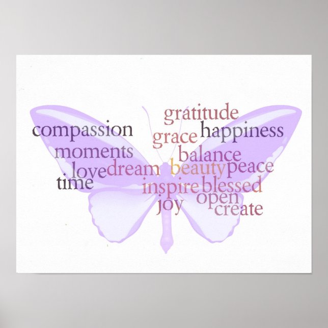 Poster de papillon de joie et de gratitude (Devant)
