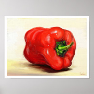 Poster De paprika rouge de légume toujours peinture à
