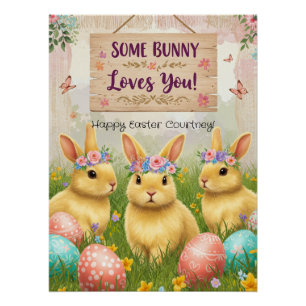 Poster de Pâques de Bunny Boho personnalisé pour f