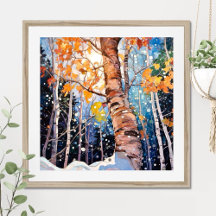 Poster de peinture à l'aquarelle de forêt