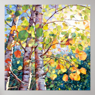 Poster de peinture à l'aquarelle de la forêt de Su