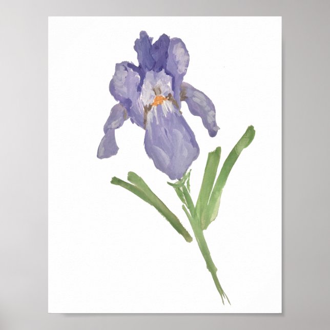 Poster de peinture à l'aquarelle violette Iris (Devant)