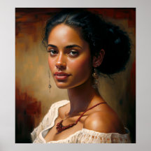 Poster de peinture à l'huile de portrait d'une fem
