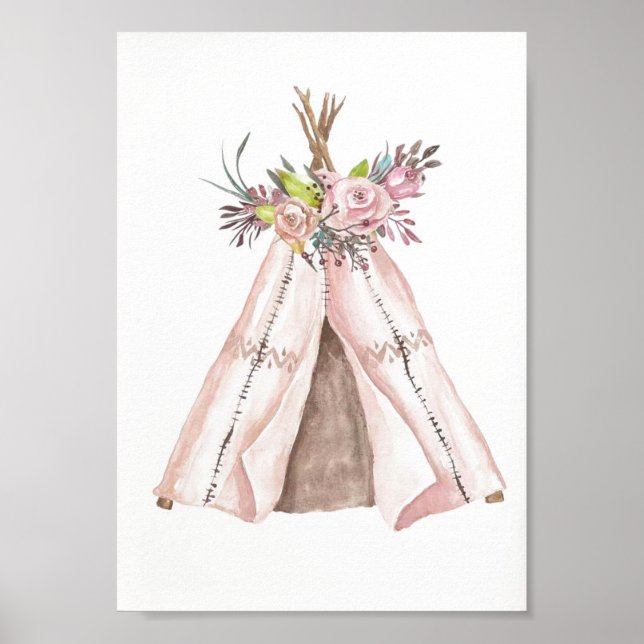 Poster de pépinière - Woodland Teepee (Devant)