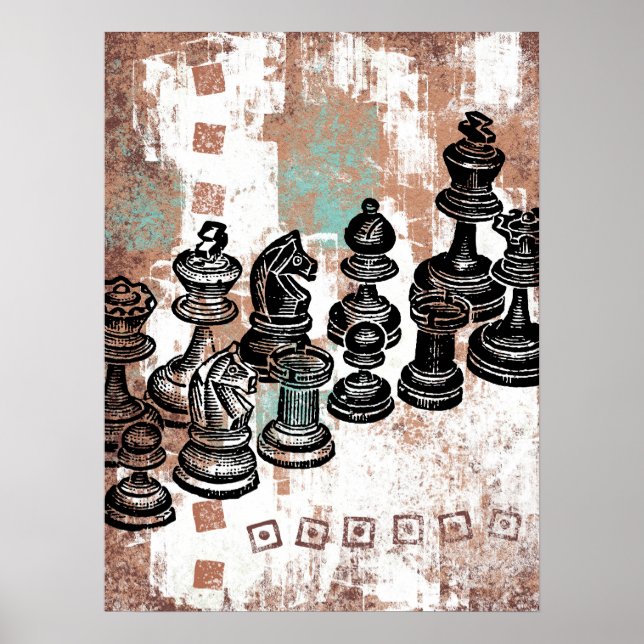 Poster de pièces d'échecs Wall Art (Devant)