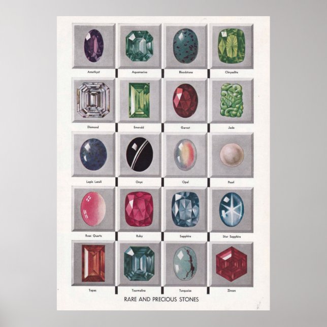 Poster de pierres rares et précieuses (Devant)
