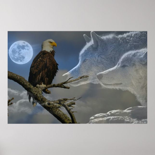 Poster de Pleine lune Eagle Wolves (Devant)