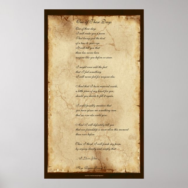 Poster de poésie de l'amitié "Un de ces jours" (Devant)