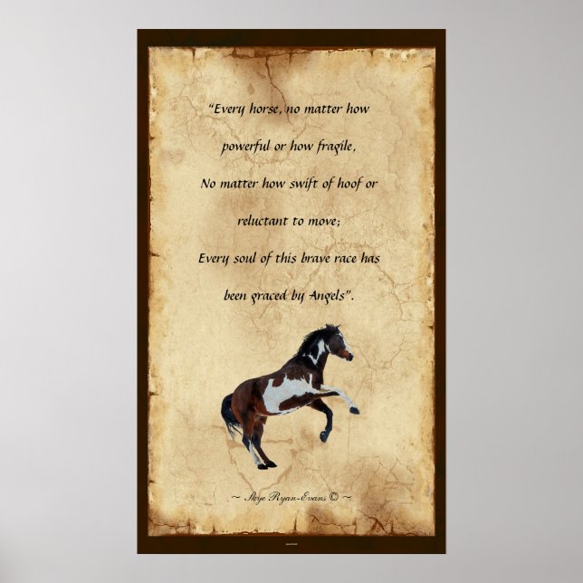 Poster de poésie de style parchemin "Horse Angels" (Devant)