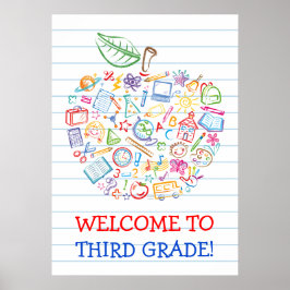 Poster de pomme pour enseignants Doodles scolaires