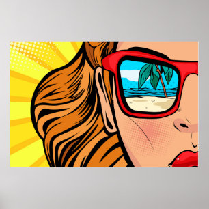 Poster de Pop Art Woman dans les lunettes de solei