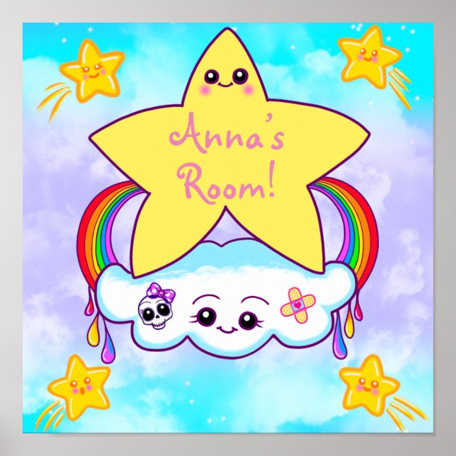 Poster de porte personnalisée Kawaii pour enfants (Devant)