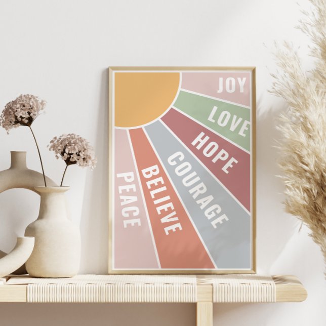 Poster de positivité Amour Joie Courage et Espoir (Créateur téléchargé)